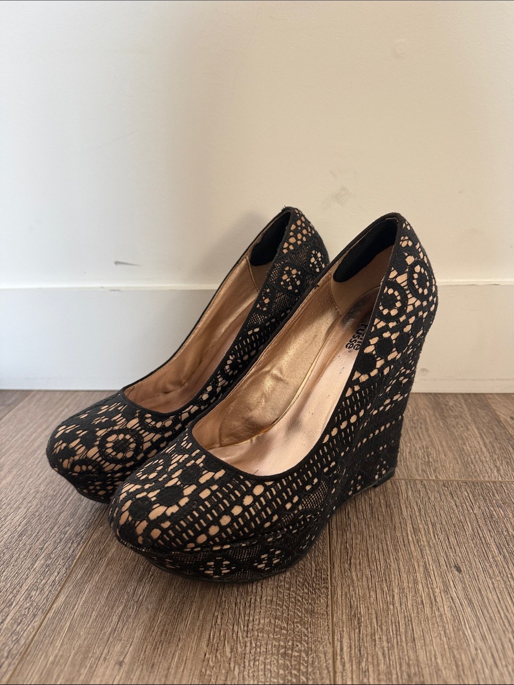 Charlotte Russe lace wedge heels